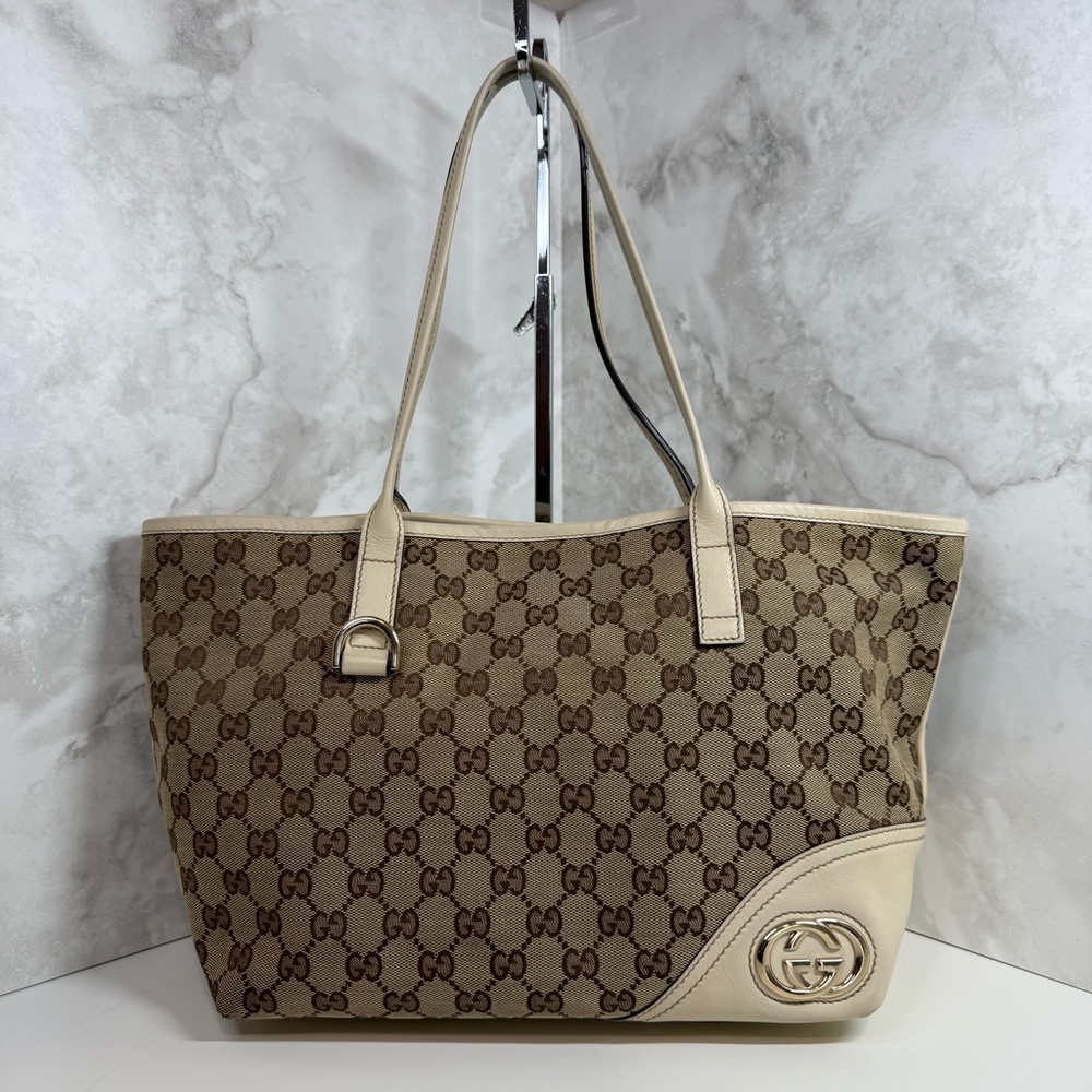 Gucci | GG Canvas New Brit Tote Bag | Beige/Brown - Picture 16 of 16